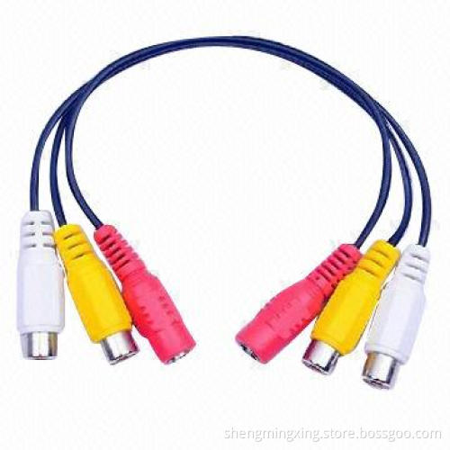 3RCA to 3RCA Cable with Metal Plug, PVC Jacket and Insulation